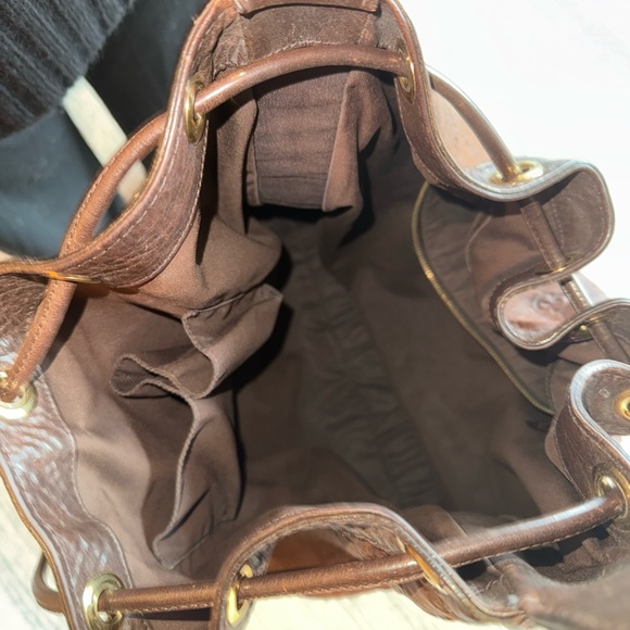 Vintage Gucci GG Monogram Brown Leather Shoulder Bag - Picture 6 of 9